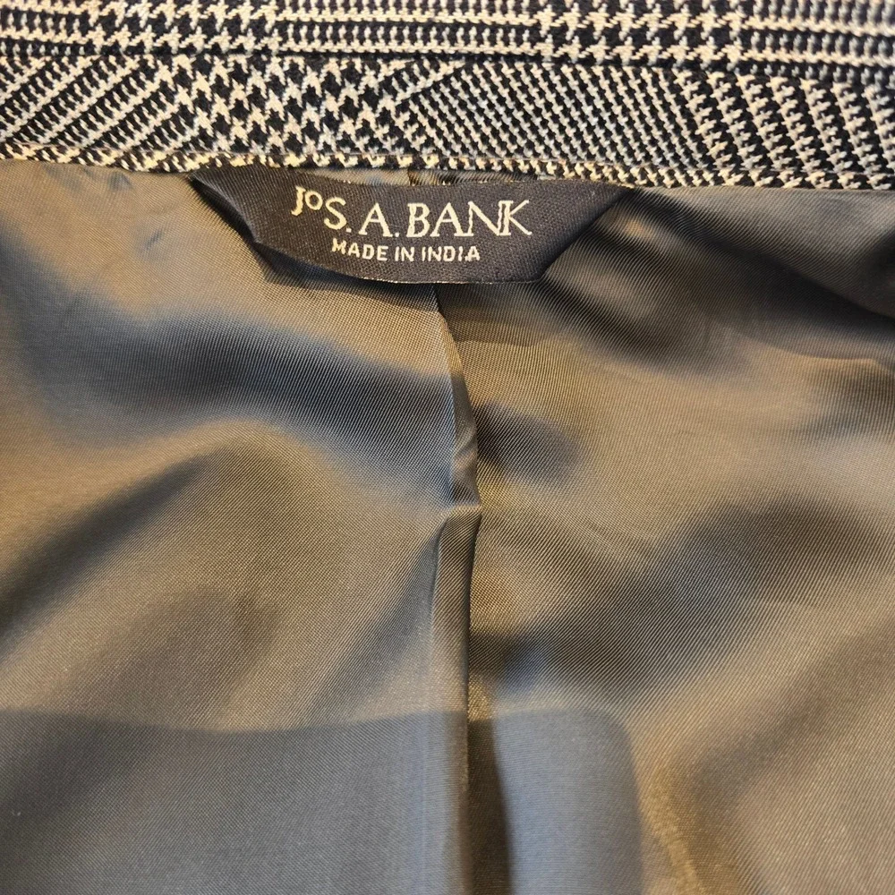 Jos. A. Bank Signature Blazer 44L Silk Camel Hair Glen Plaid SportCoat Tan Black